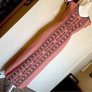 Long Pink & Black Lace Floral dress